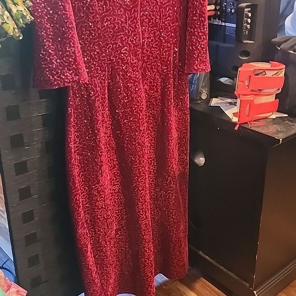 Red Sequin Dress Top Vintage Size 8 - Picture 6 of 6